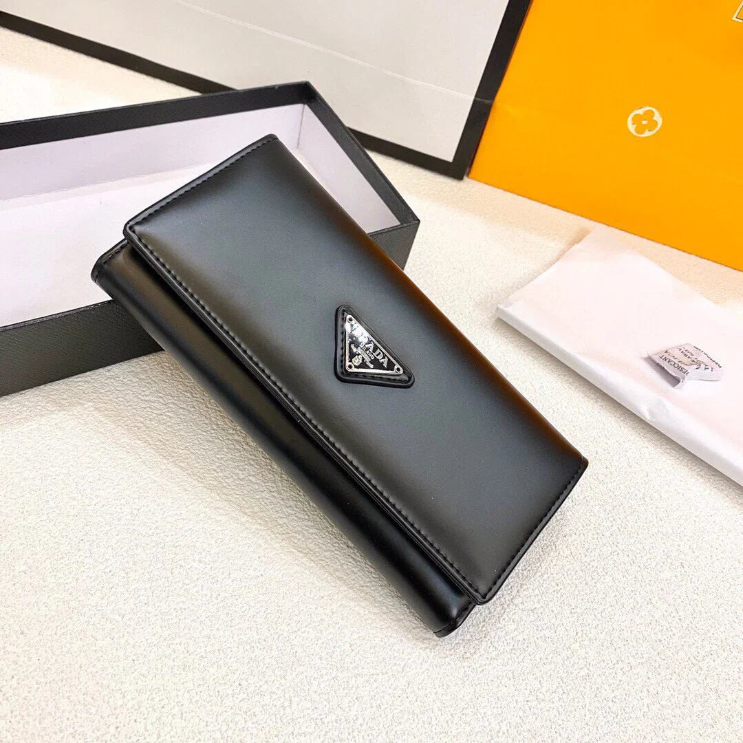 Prada Purse Black Long Wallet Leather Bag Size 19x10cm