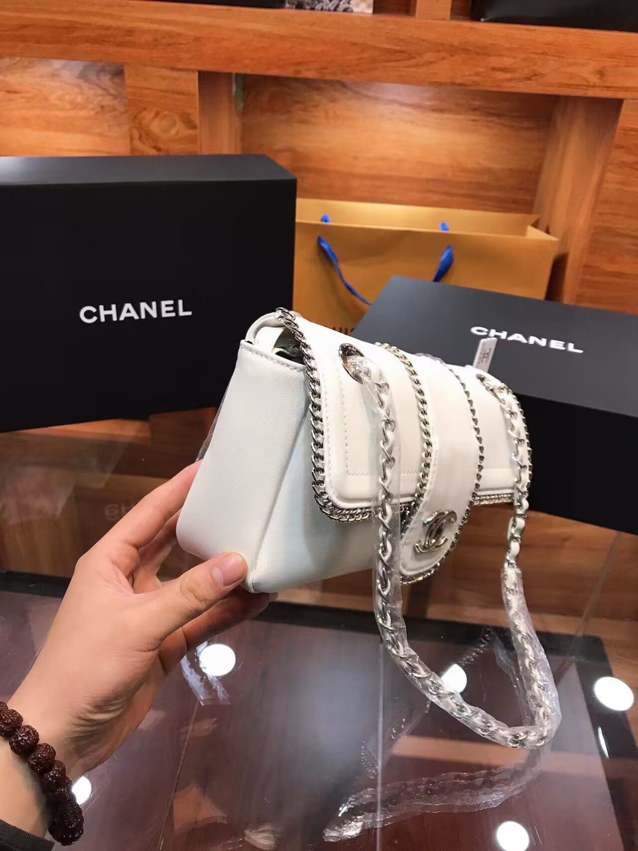 CHANEL Lambskin Mini Madison Flap White