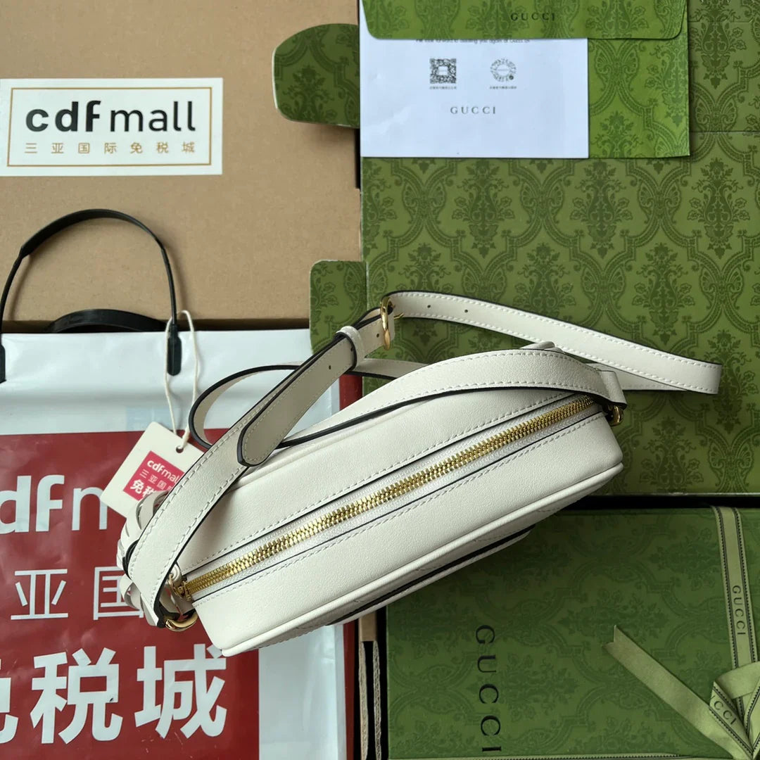 Gucci Blondie Small Shoulder White Leather Bag - 21x15.5x5cm