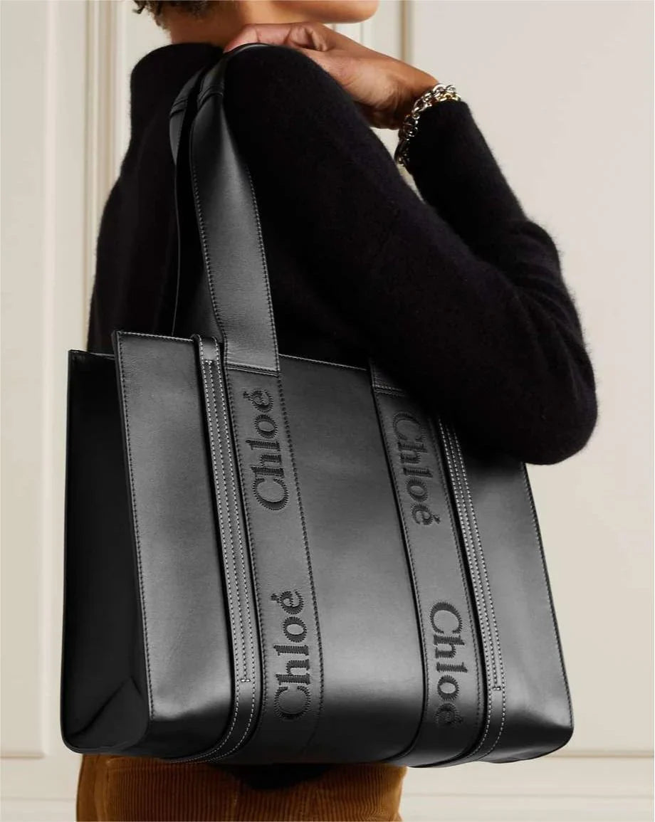 CHLOÉ Woody medium embroidered leather tote