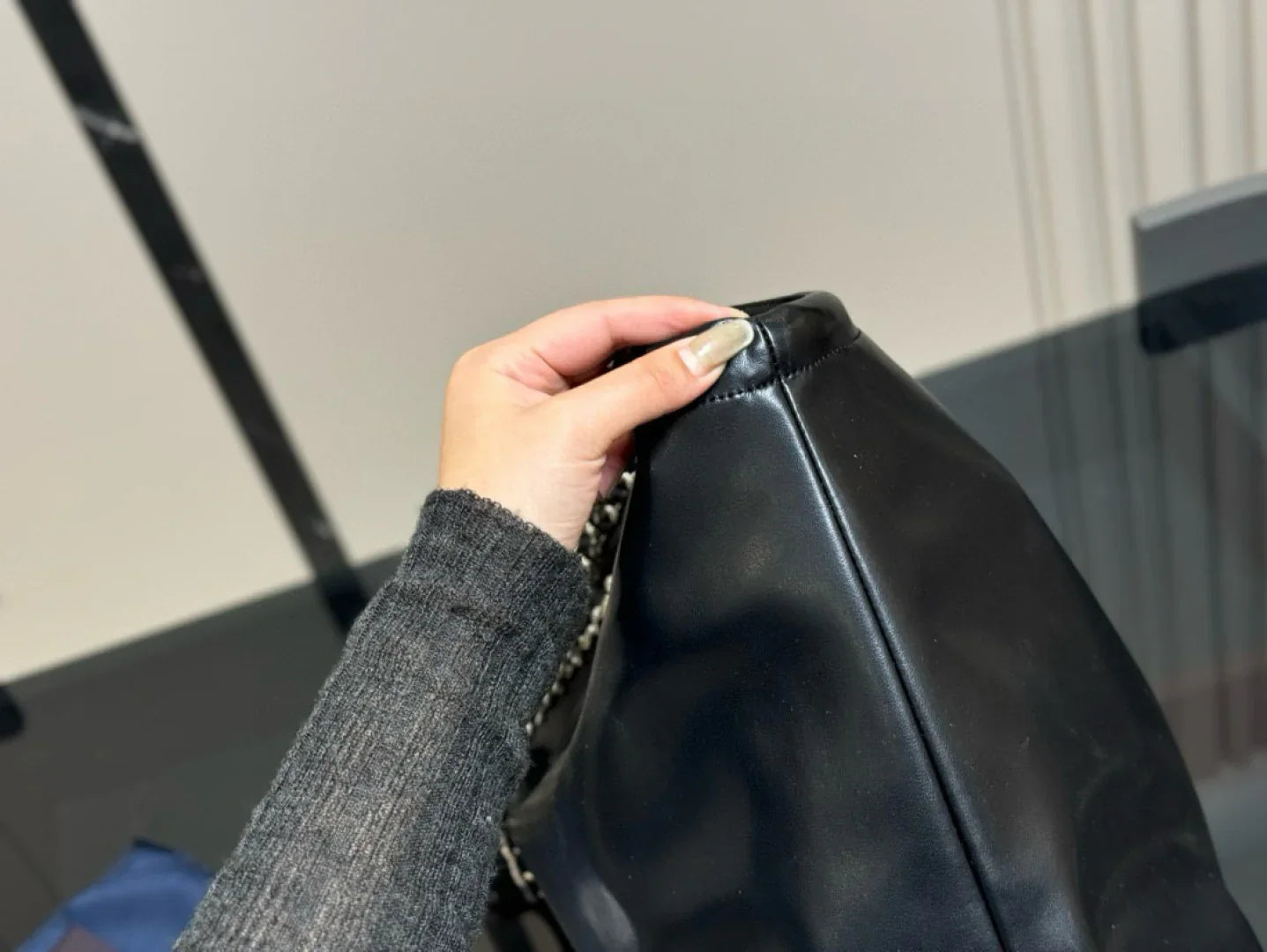 Prada Double Chain Black Shoppping Tote Bag 39x30cm