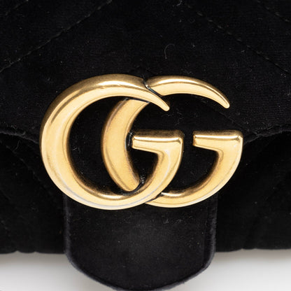 GUCCI Matelasse Velvet GG Marmont Mini Shoulder Bag (SHF-22601)