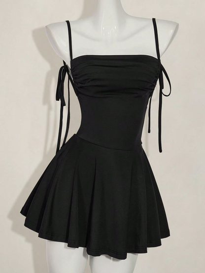 Sexy Black Spaghetti Straps Satin A Line Short Graduation Homecoming Dress Backless Cocktail Dress S815