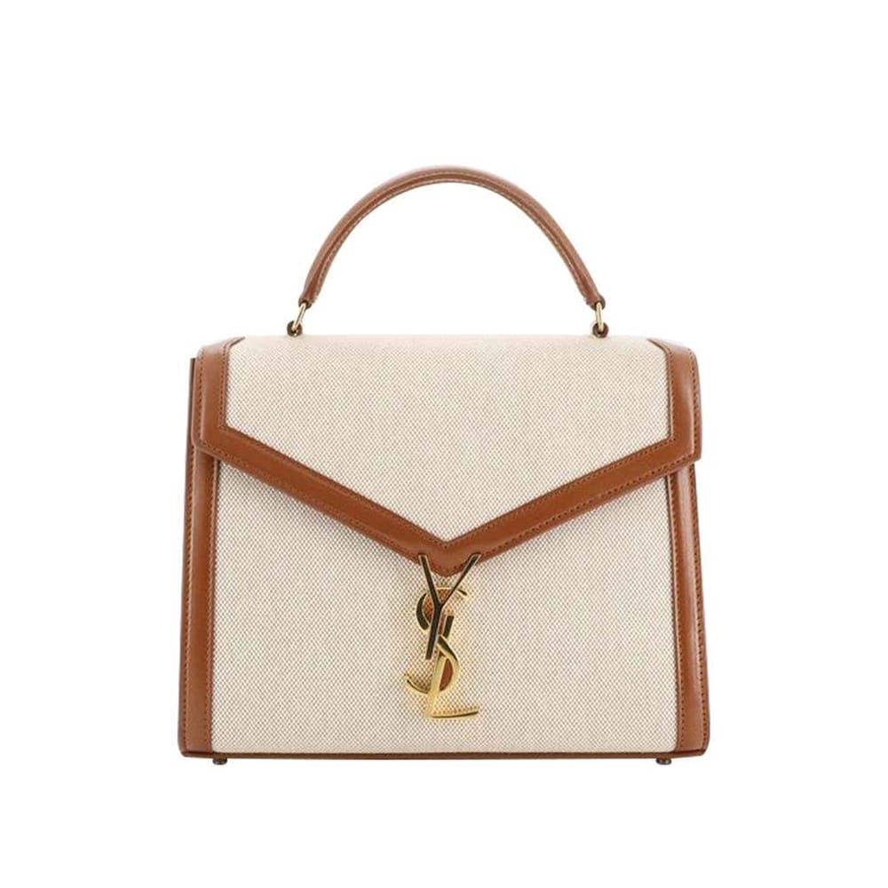Saint Laurent Cassandra Top Handle Bag Canvas with Leather Medium