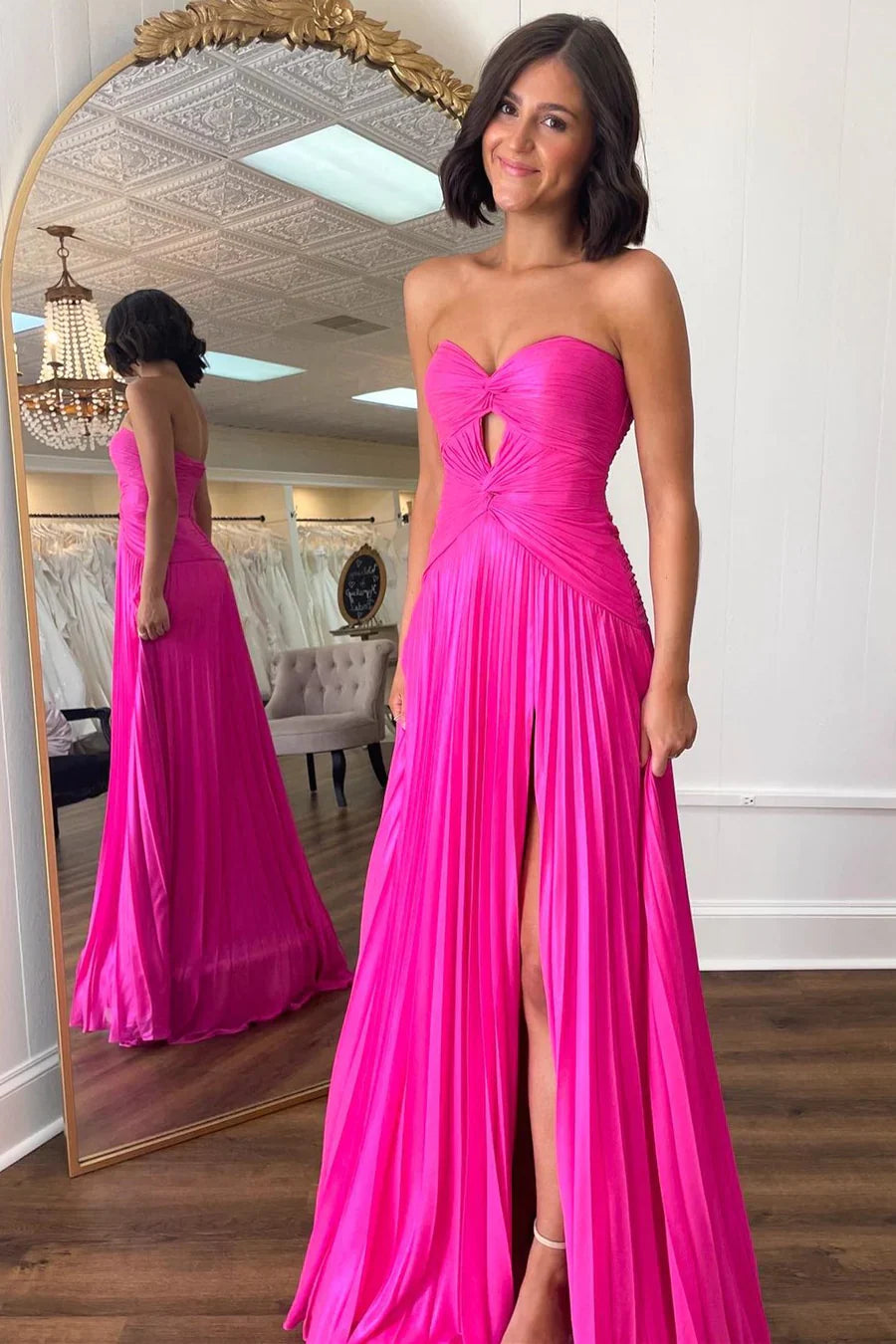 Fuchsia Sleeveless A-Line Prom Dresses