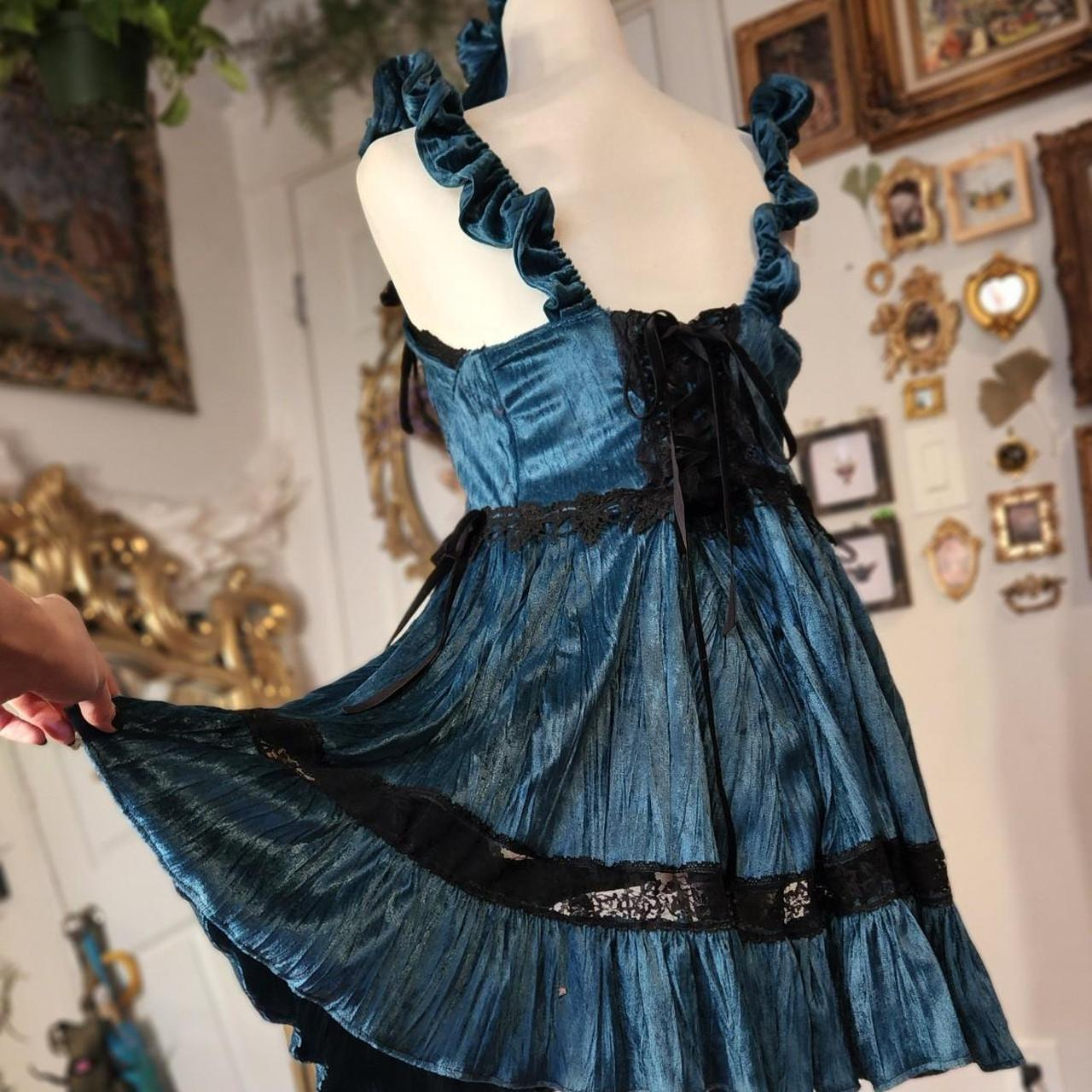 Vintage Blue Velvet Lace Homecoming Dress Sexy V Neck A Line Cocktail Dress  S449