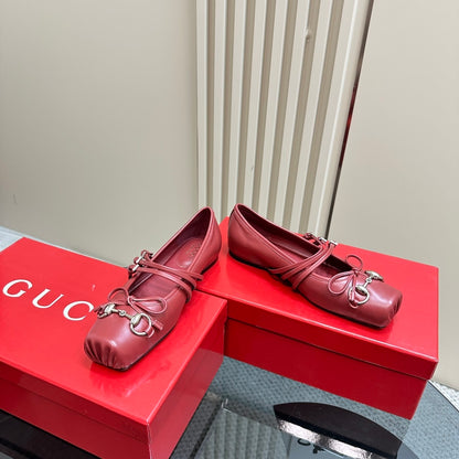 GUCCI WOMEN’S HORSEBIT BALLET FLAT SACCHETTO RED 821219 AAEA4 6207