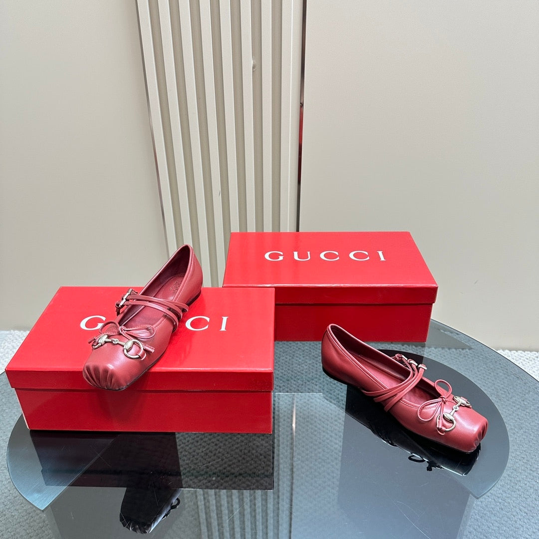 GUCCI WOMEN’S HORSEBIT BALLET FLAT SACCHETTO RED 821219 AAEA4 6207