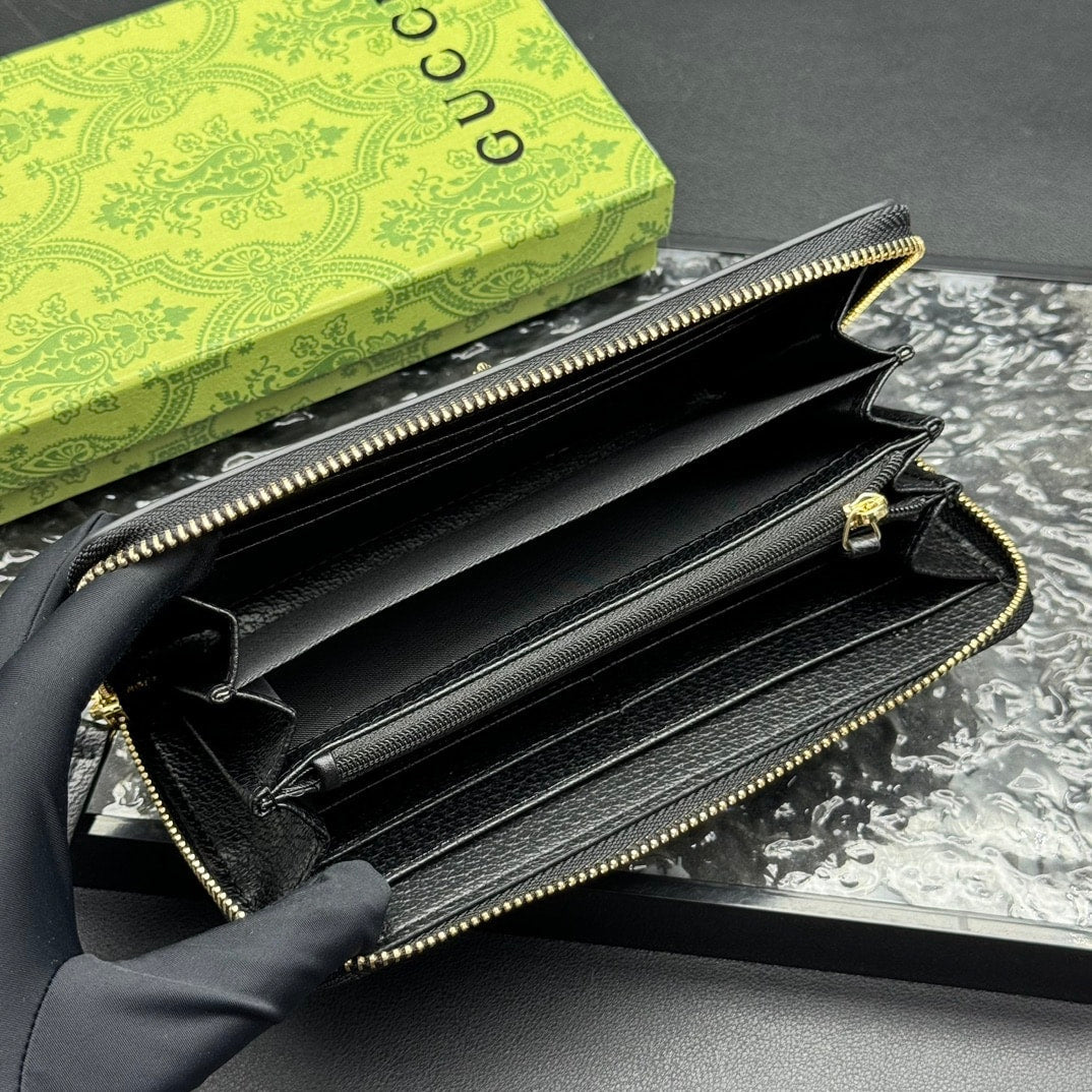 GUCCI ANIMALIER LEATHER ZIP AROUND WALLET 19CM 523667 DJ20T 1000