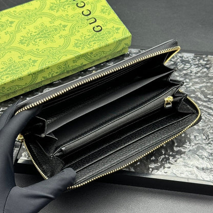 GUCCI ANIMALIER LEATHER ZIP AROUND WALLET 19CM 523667 DJ20T 1000