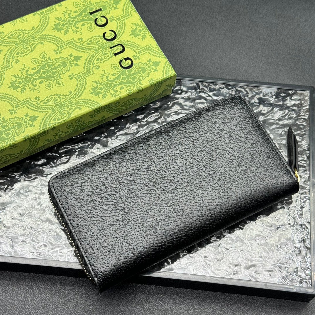 GUCCI ANIMALIER LEATHER ZIP AROUND WALLET 19CM 523667 DJ20T 1000