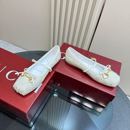 GUCCI WOMEN’S HORSEBIT BALLET FLAT WHITE