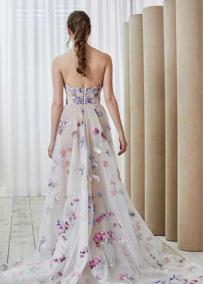 Stylish lace long A line prom dress evening dress KS4705