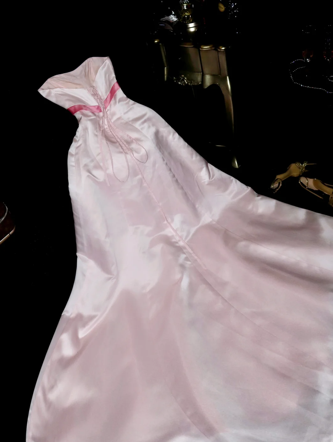 Cute A Line Sweetheart Neck Bow Light Pink Satin Long Prom Dress Party Dress SH3047