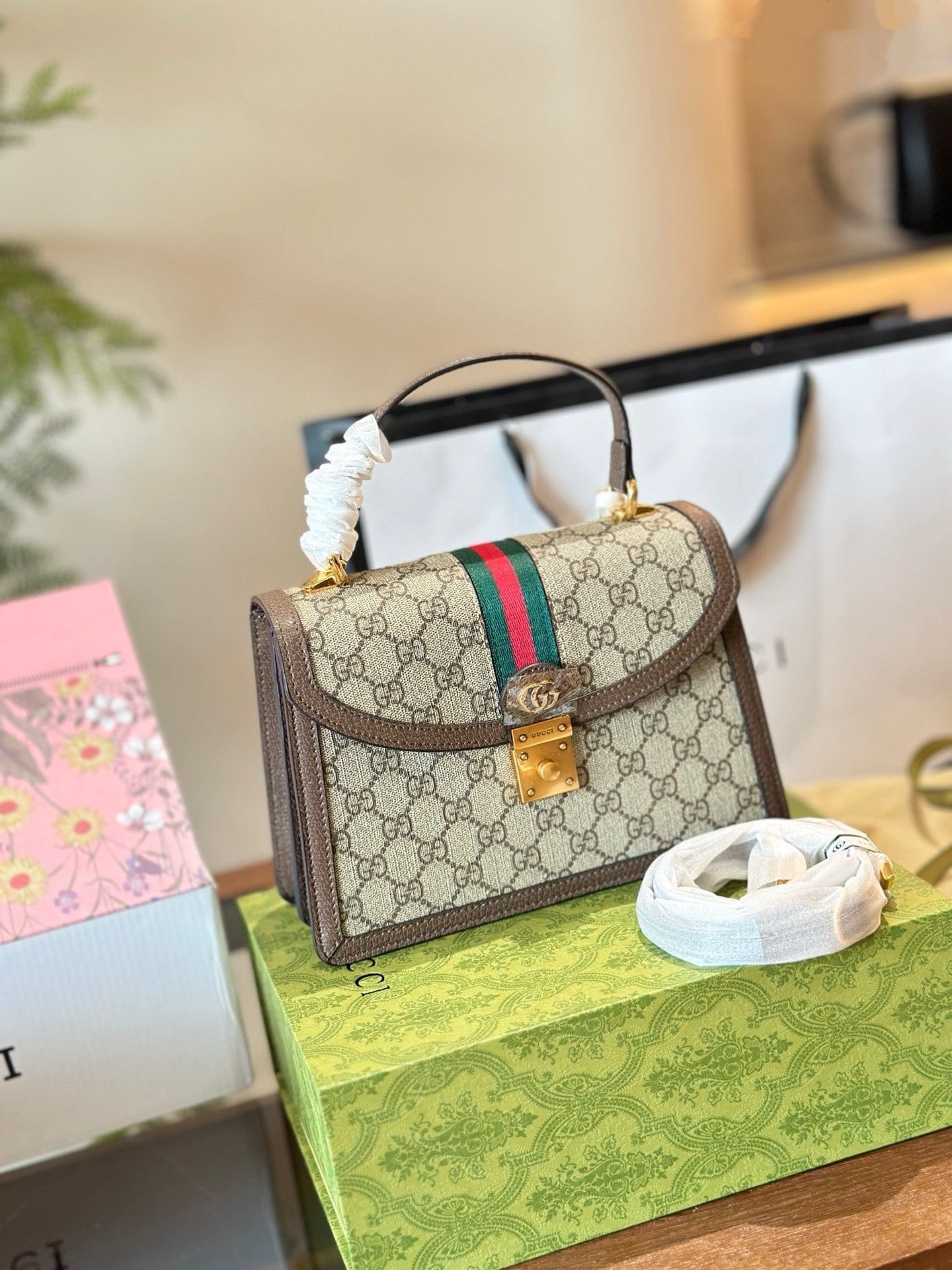 GGUCCI OPHIDIA TOP HANDLE SMALL BAG