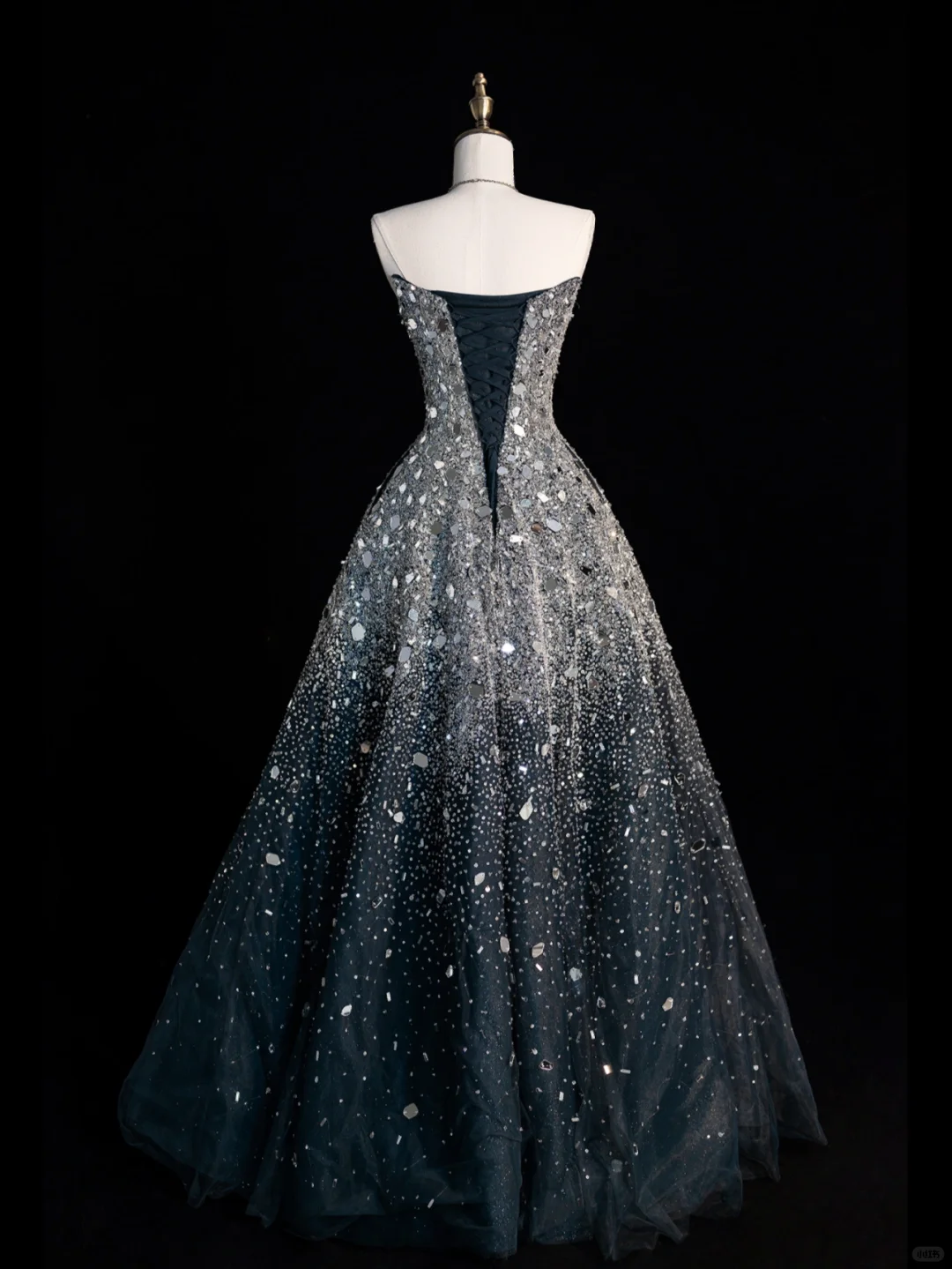 Gorgeous A Line Sweetheart Neck Beaded Sequin Black Tulle Long Prom Dress Evening Dress SH2559