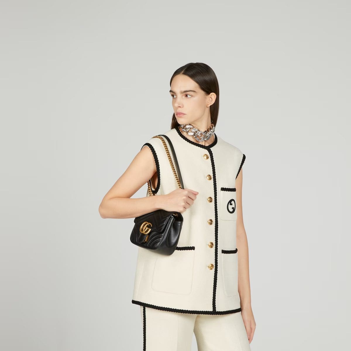 GUCCI MARMONT MINI SHOULDER BAG (black)