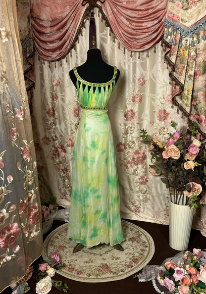 Dreamy Green Ombre A Line Halter Beaded Chiffon Prom Dress Evening Dress Date Dress SH3703