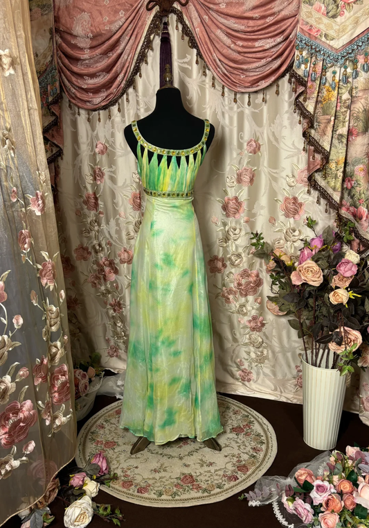 Dreamy Green Ombre A Line Halter Beaded Chiffon Prom Dress Evening Dress Date Dress SH3703