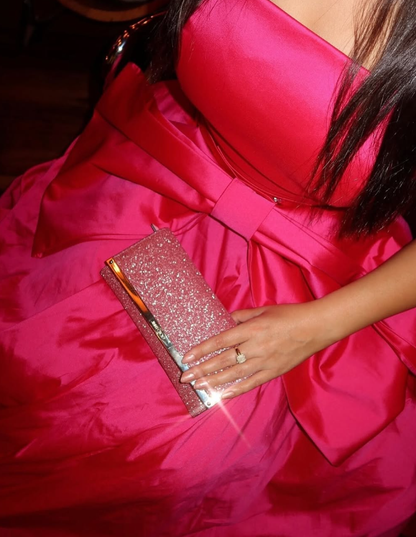 Hot Pink A Line Strapless Satin Long Prom Dress Birthday Dress with Bow SH2071