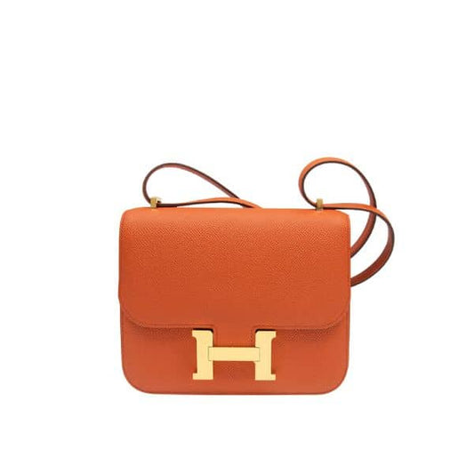 HERMES CONSTANCE MINI EPSOM GOLD TONED HARDWARE ORANGE 18CM