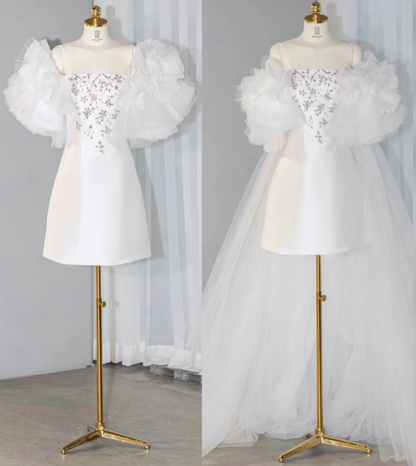 Classy Strapless White A Line Homecoming Dress Mini Party Dress S303