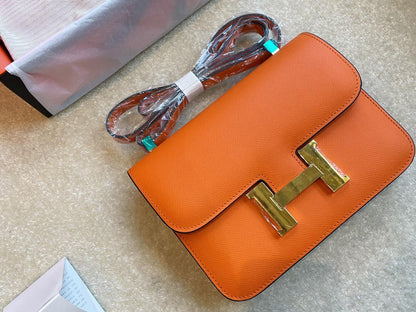 HERMES CONSTANCE MINI EPSOM GOLD TONED HARDWARE ORANGE 18CM