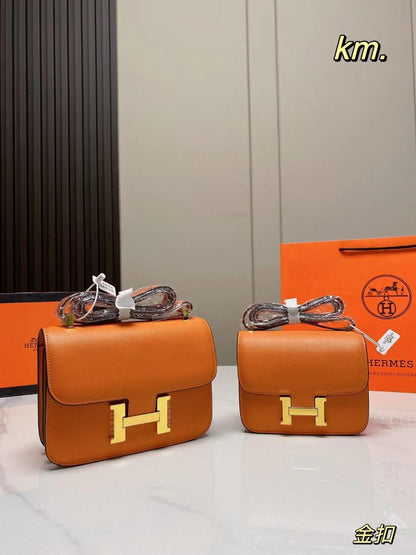 HERMES CONSTANCE MINI EPSOM GOLD TONED HARDWARE ORANGE 18CM
