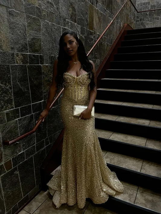 Elegant Sequin Mermaid Long Prom Dress Evening Party Sexy Women's Dresses