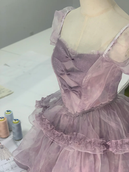 Sweet Lavender Organza Layered A Line Short Birthday Dress Homecoming Dress S891