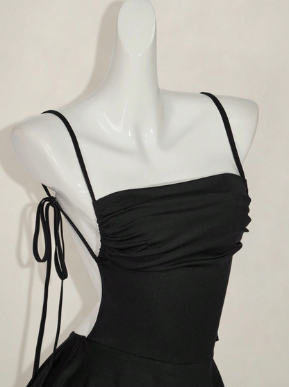 Sexy Spaghetti Straps Black Backless Cocktail Dress Short Homecoming Dress S899