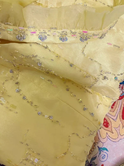 Yellow Beaded Long Satin Mermaid Ball Gown Evening Gown Party Dress gh4438