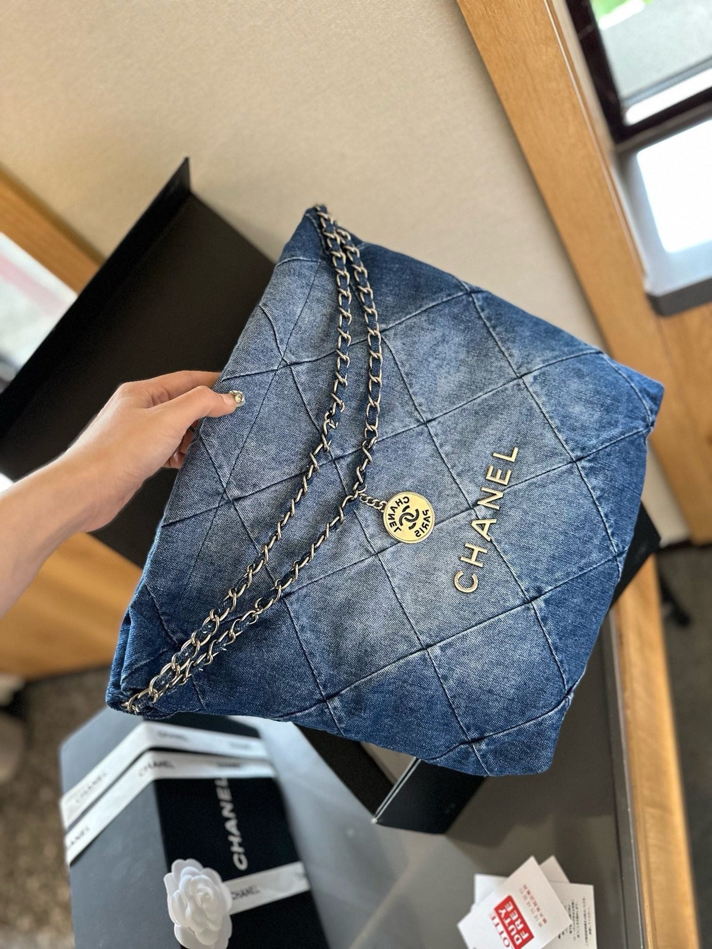 CHANEL 22 In Denim Small Handbag