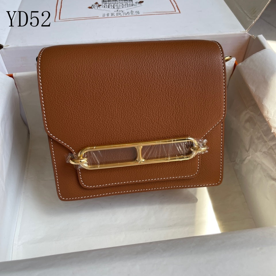 H SAC ROULIS BROWN  GOLD BUCKLE 19CM