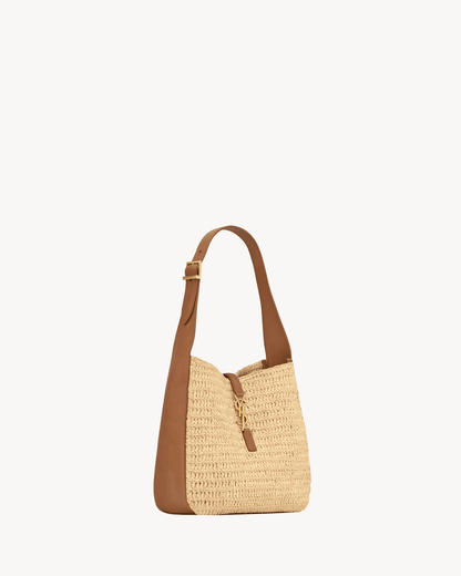 Saint Laurent Le 5 À 7 Supple Small In Raffia And Leather