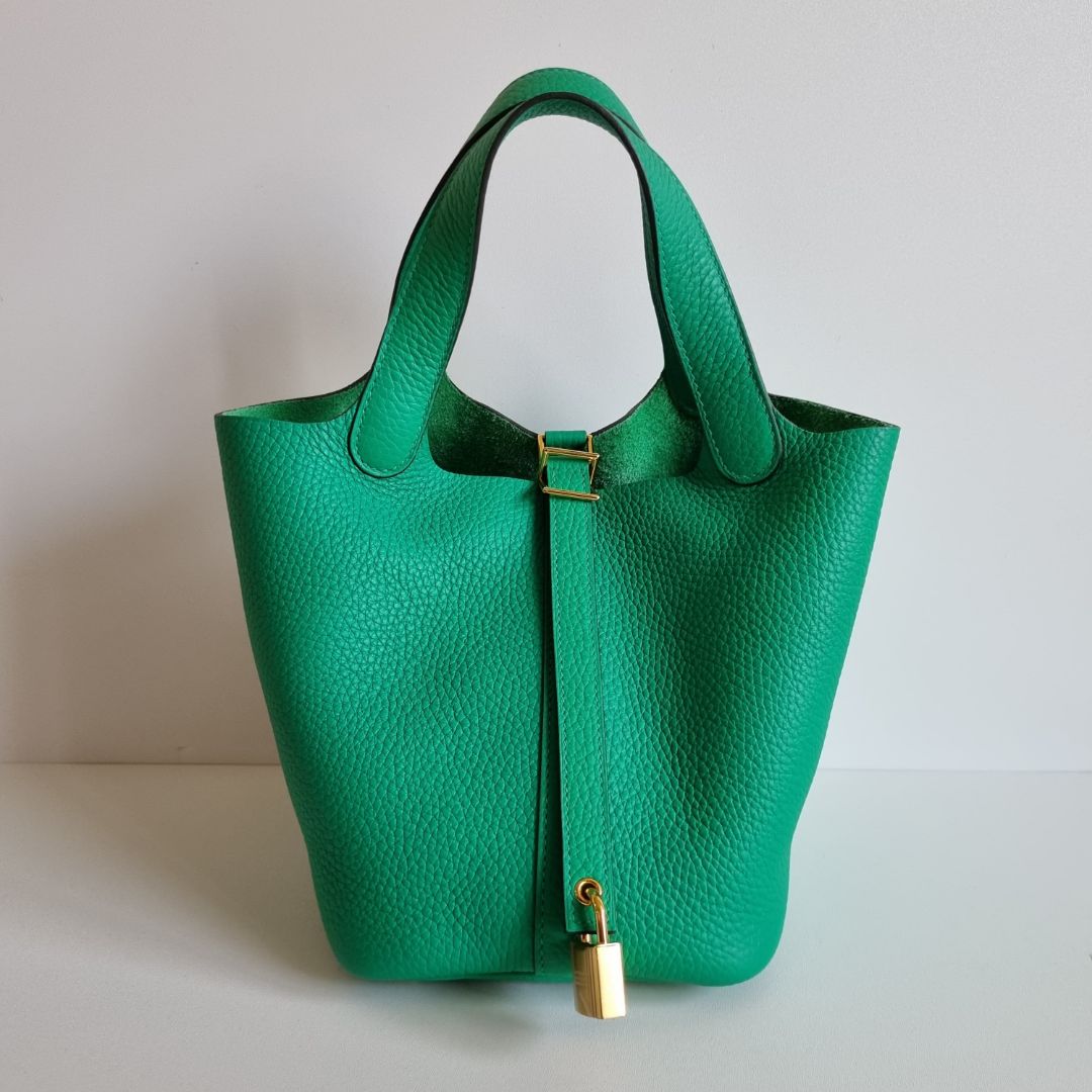 Hermès Picotin 18 Menthe Clemence GHW