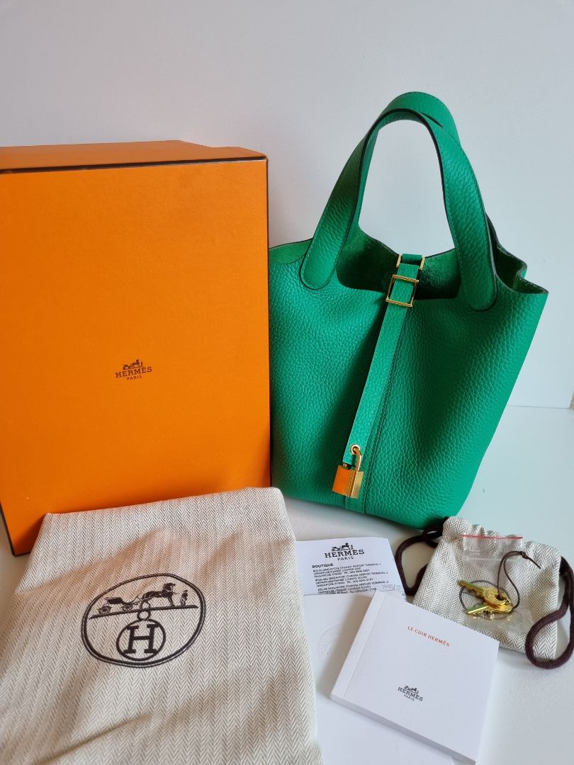 Hermès Picotin 18 Menthe Clemence GHW