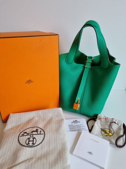 Hermès Picotin 18 Menthe Clemence GHW