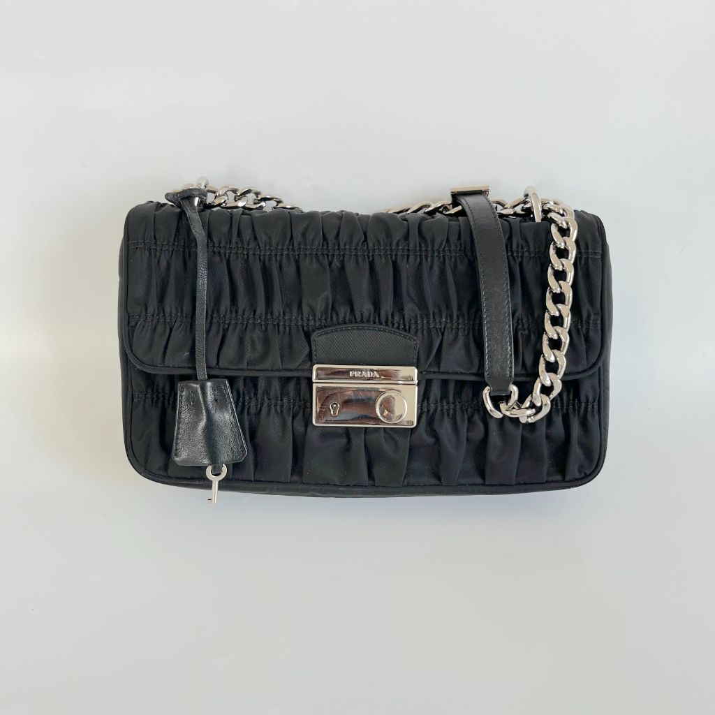 Prada Flap Gaufre Shoulder Nappa Medium Leather Bag