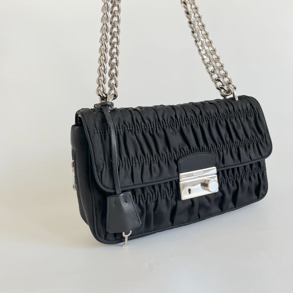 Prada Flap Gaufre Shoulder Nappa Medium Leather Bag