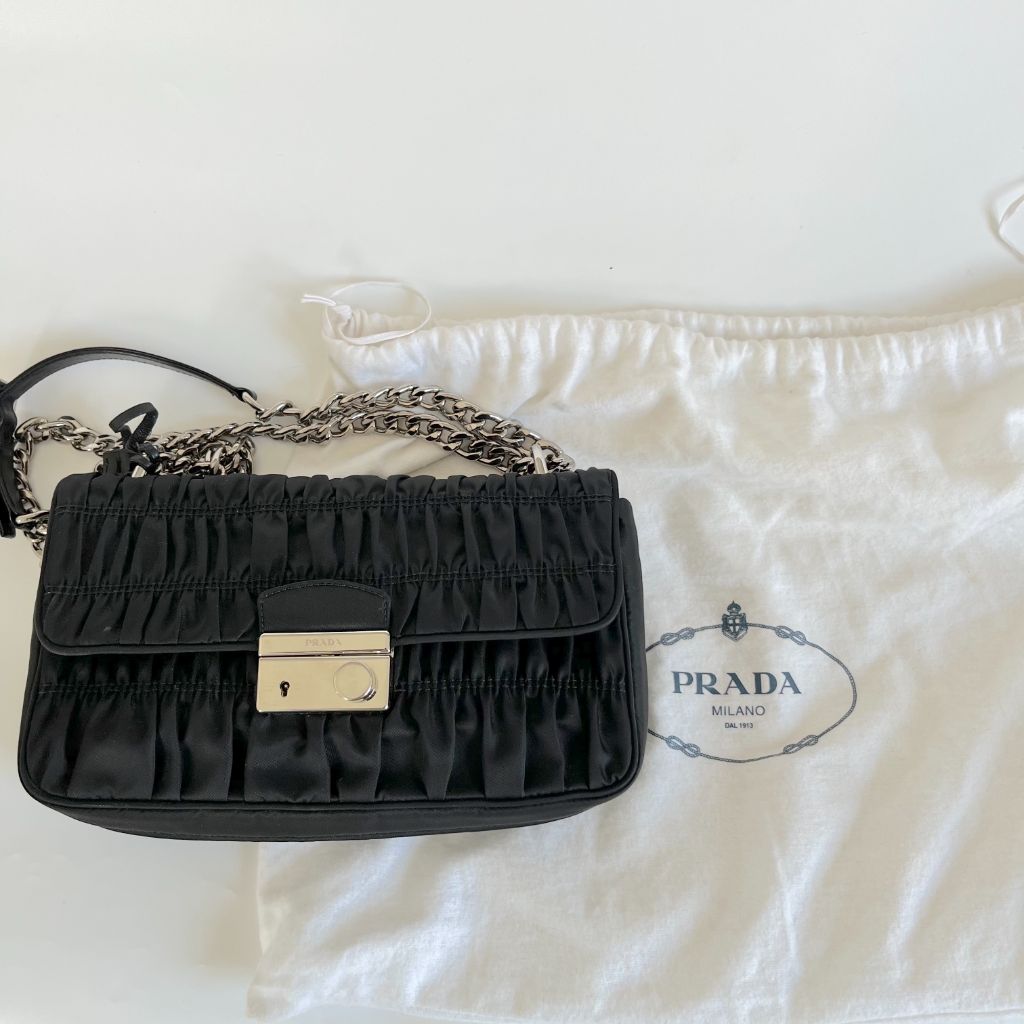 Prada Flap Gaufre Shoulder Nappa Medium Leather Bag