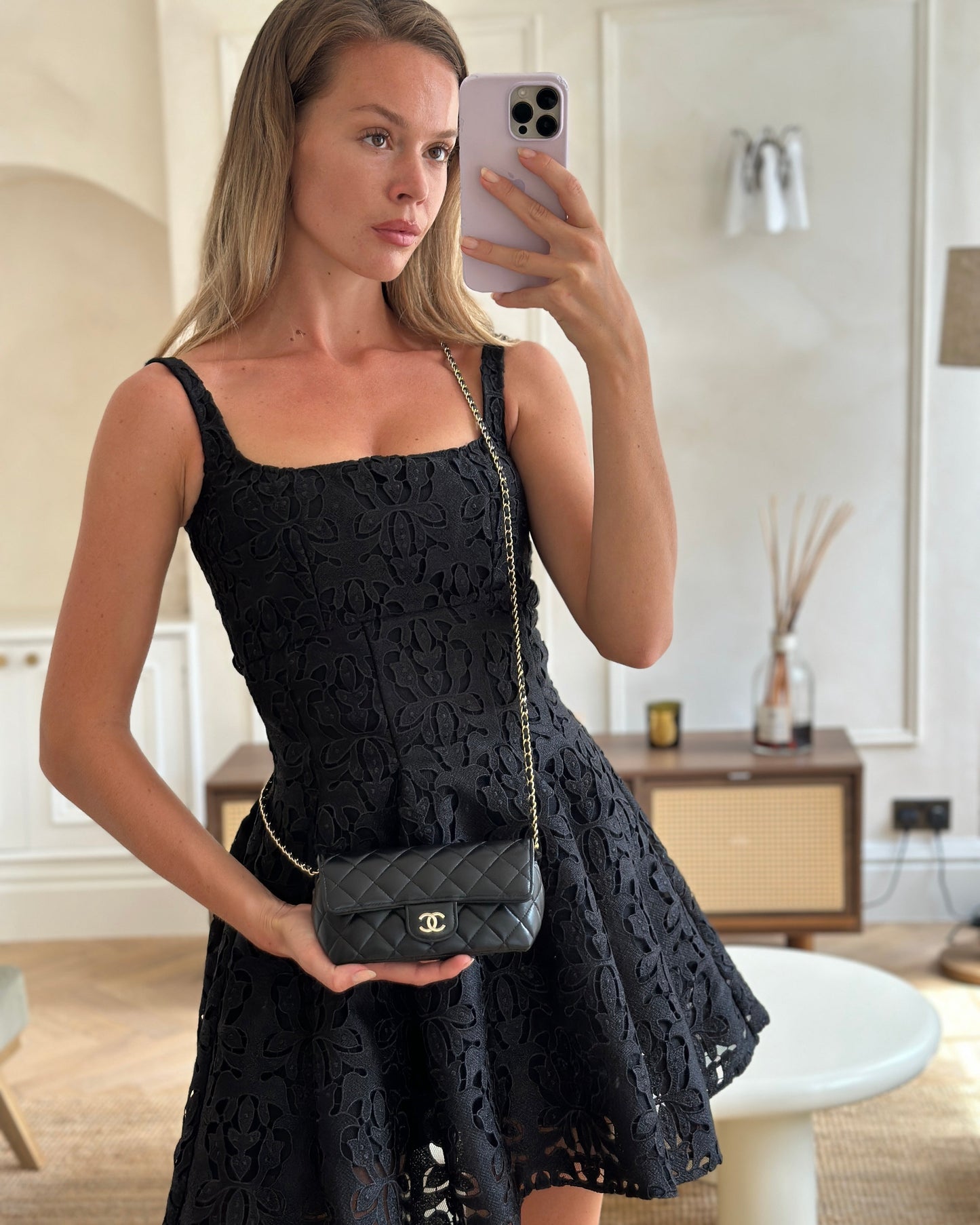 Chanel Black Lambskin Sunglasses Case on Chain Bag with Champagne Gold Hardware