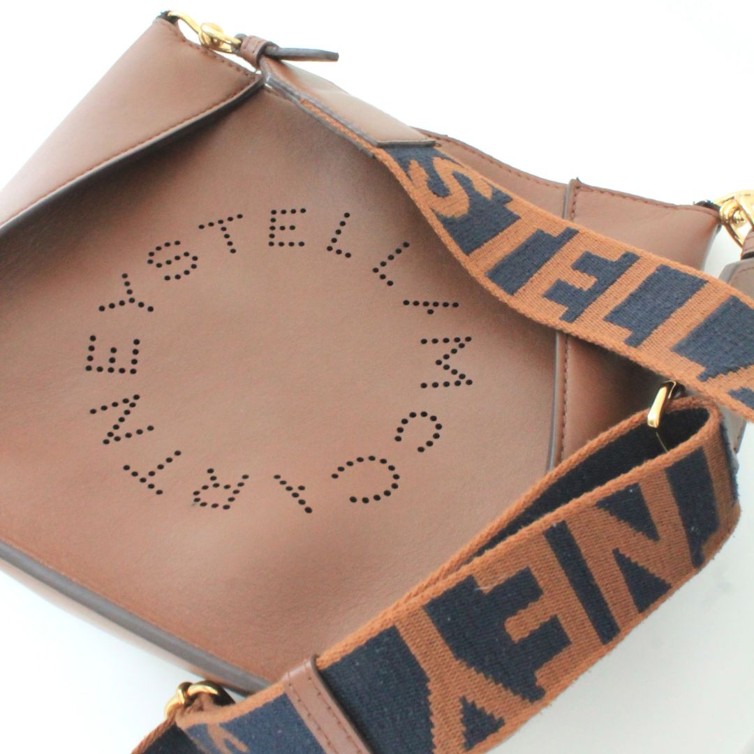 Stella McCartney Brown Faux Leather Stella Logo Crossbody Bag