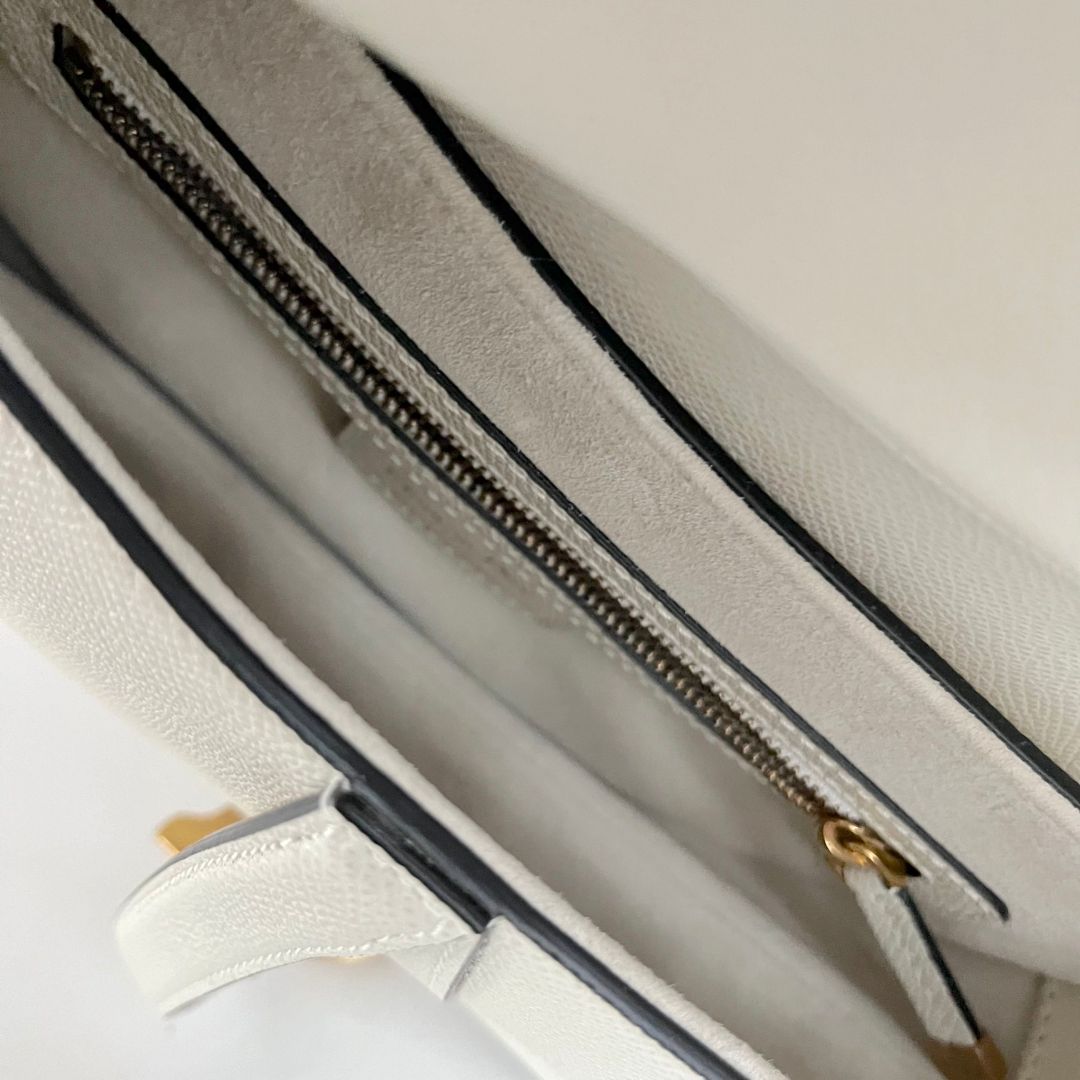 Dior White Leather Saddle bag with fabric strap