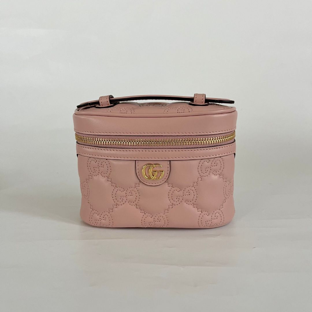 Gucci Vanity Light Pink Leather Guccisima Embossed Bag
