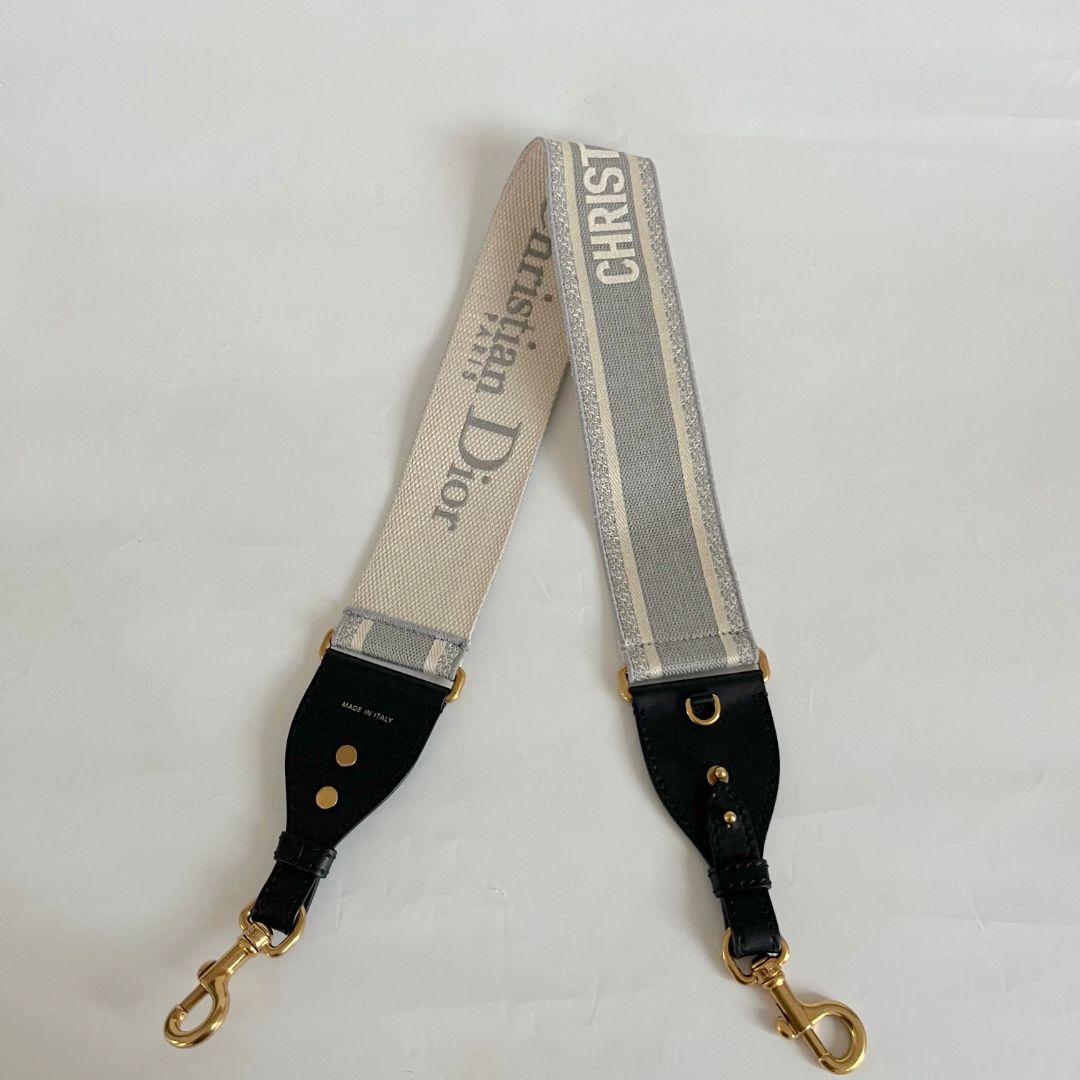 Dior White Leather Saddle bag with fabric strap