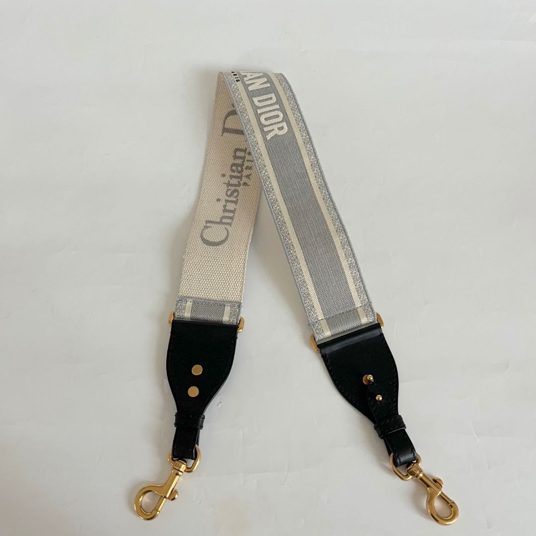 Dior White Leather Saddle bag with fabric strap