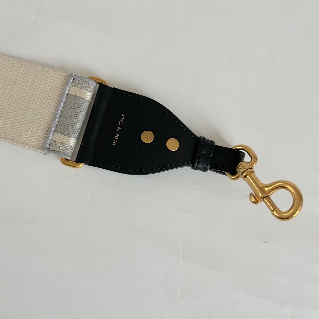 Dior White Leather Saddle bag with fabric strap
