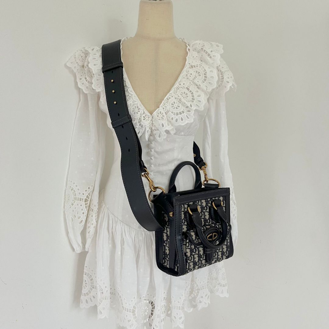 Christian Dior Oblique Mini Tote Bag Blue