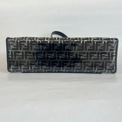 Fendi Black/Clear FF PVC and Leather Large Tote with strap